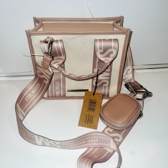 Steve Madden Handbags - New Cream Steve Madden Mini Tote Purse Bag TikTok Bwebber Pink Multi Crossbody